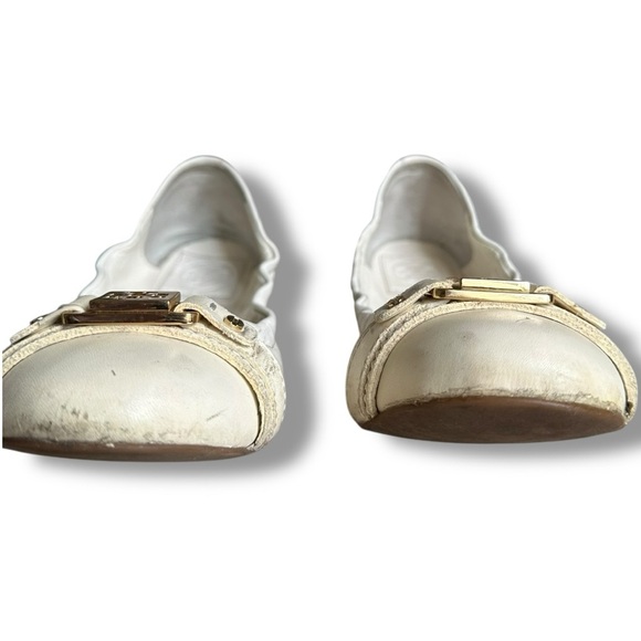 Tory Burch Ambrose Leather Ballet Flats In Beige Size 8.5 - Picture 7 of 8